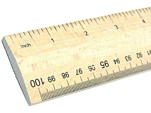 Image of Wooden Rule 1 Meter Yard Stick Ruler Imperial & Metric Measurements mm cm inches Markings Hardwood School Office Tailors Bench with Handle for Easy Measuring (1 Meter Ruler)