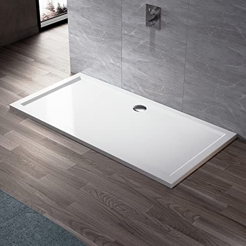 Image of ELEGANT 1600 x 800 x 40 mm Stone Shower Tray + Waste Trap for Bathroom Shower Enclosure Shower Door Wetroom Durable Shower Cubicle Base - Rectangular