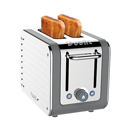 Image of Dualit Architect 2 Slice Toaster Stainless Steel with Trim Extra-Wide Slots, Peek and Pop Function, Patented Ideal Toast Technology - Matching Kettle and Sandwich Cage Available, 26526, Grey