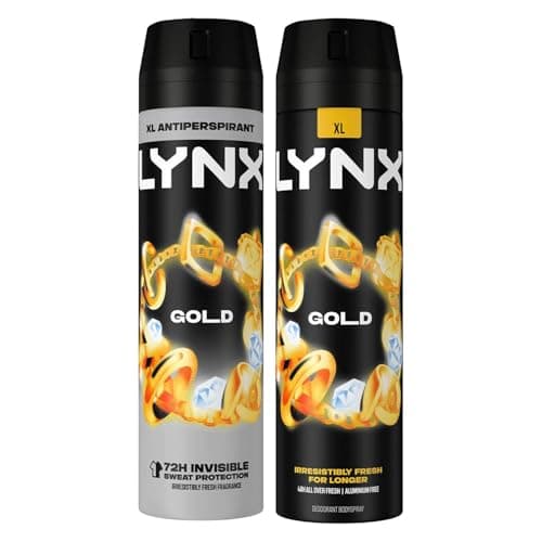 Image of Lynx Gold Body Spray & Antiperspirant for Men 2 Pack Bundle of 200ml.Oud Wood & Dark Vanilla Scent with 48H Sweat & Odour Protection for Long-Lasting Freshness