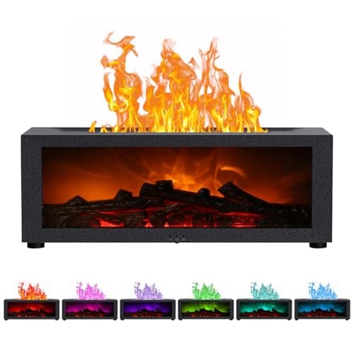 Image of WingFly Fireplace Diffuser, Flame Diffuser with 7 Colour Lights, 150ml Essential Oil Diffuser with Timer and Waterless Auto Off for Home Room or Yoga (black)