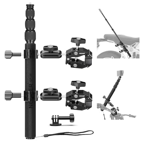 Image of NEEWER Motorcycle Camera Mount Kit, Bicycle Handlebar Invisible Selfie Stick with Dual Ball Heads, Super Clamps, Action Camera Adapter Compatible with GoPro Insta360 DJI AKASO Action Cameras, GP-30