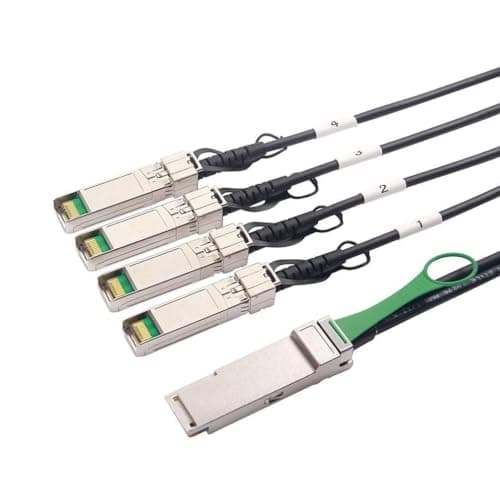 Image of Elfcam® - 1m 40G QSFP+ to 4 x SFP+ Direct Attach Copper Cable (DAC), Twinax Cable, Passive (1 Metre)