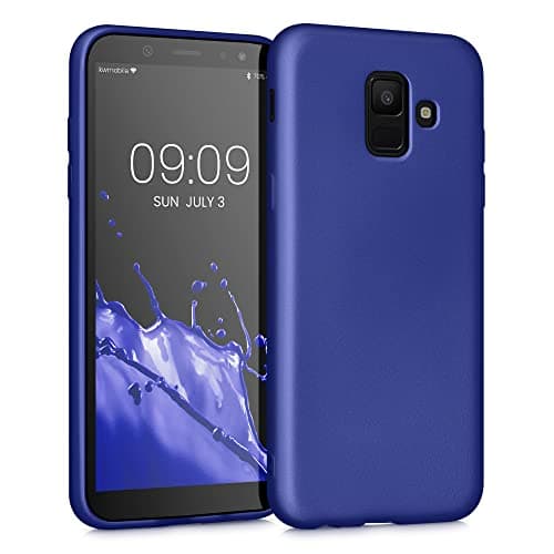 Image of kwmobile Case for Samsung Galaxy A6 (2018) Case - Soft Slim Metallic TPU Silicone Cover - Metallic Blue