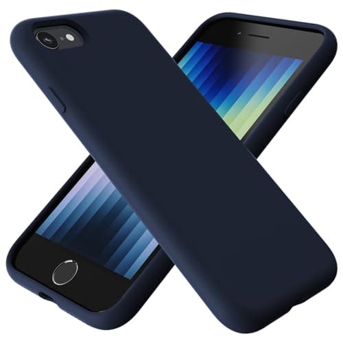 Image of TAXXOE Liquid Silicone Case Compatible with iPhone SE 2020/2022, iPhone 8/7, 4.7 Inch, Soft-Touch, Shockproof, DustProof, Antiskid Full Body Phone Cover for iPhone SE - Dark Blue