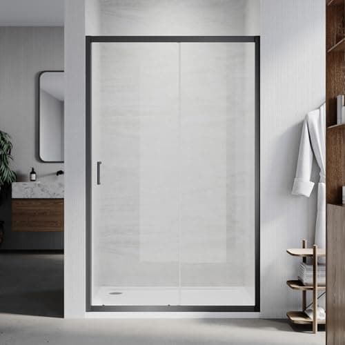Image of ZANOFIRA 1200mm Black Sliding Shower Enclosure 6mm Safety Tempered Glass Screen Smooth Sliding Shower Door Reversible for Wet Room Bathroom Cubicle Screen Door