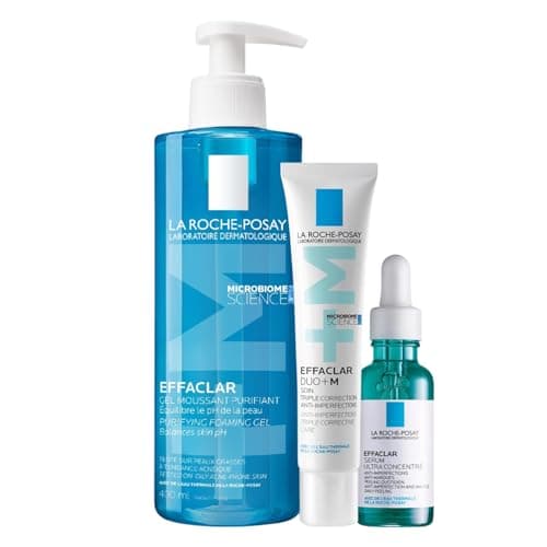 Image of La Roche-Posay Effaclar 3-Step Routine – Purifying Foaming Gel 400ml + Ultra Concentrated Serum 30ml + Effaclar Duo+M 40ml – Oily, Blemish-Prone Skin