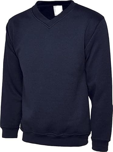 Image of Premium Men's V-Neck Sweatshirt - Casual and Stylish - Comfortable Fit for Adults - Sizes S-XL -Mens Plain V-Neck Jumper Slim Fit Knitted Casual Long Sleeve Ideal for Everyday Wear Navy