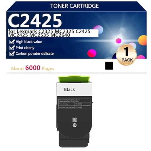 Image of (4 Pack) C2425 Toner Cartridges Extra High Yield for Lexmark C2325 MC2325 C2425 MC2425 MC2535 MC2640 Printers, High-Volume Printing Sharp Prints, 6000 Pages,Black-1 pack