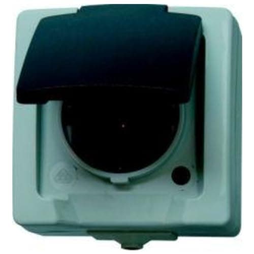 Image of Kopp 107802006 Protective Contact Socket with Lid and Increased Touch Protection Surface-Mounted for Damp Rooms Nautic, grey, 107856005
