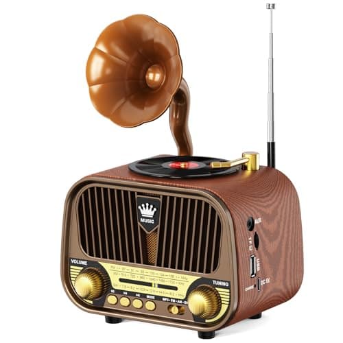 Image of PRUNUS J-190 Retro Radio Small, AM/FM/SW Vintage Radio with 1800mAh Rechargeable Battery, Portable Radio with Bluetooth 6.0, Supports USB/TF/AUX, 5W Speaker for Home & Outdoor