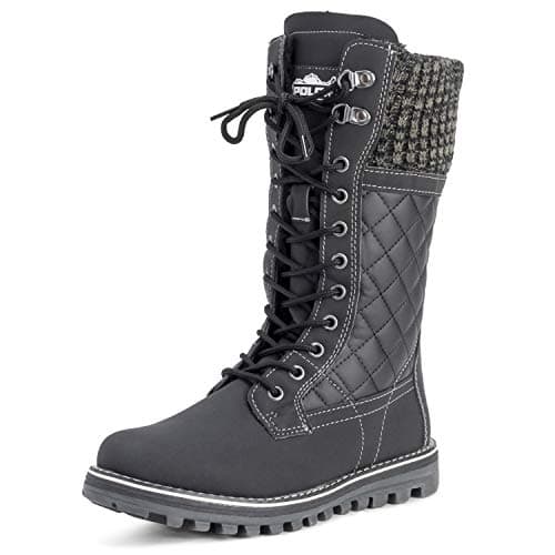 Image of Polar Womens Snow Durable Outdoor Thermal Winter Warm Waterproof Mid Calf Boot - Black Leather - UK8/EU41 - YC0379