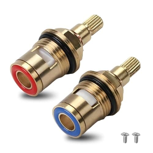 Image of 2 Pieces Universal Mixer Tap Cartridge for Bathroom Kitchen, 1/4 Turn 20 Spline Replacement Ceramic Tap Cartridges Tap Valve Solid Brass Ceramic (1 Pair Hot & Cold)