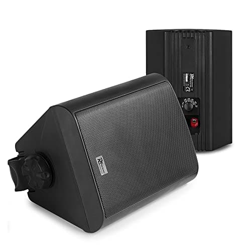 Image of PD BC50V 5.25" Passive Speaker Set, IP56 Rated, Weatherproof Wall Mount, Black, Commercial Indoor/Outdoor Sound System, 100V/8 Ohm, Powerful Audio, Durable ABS Housing, Ideal for Garden, Patio, Bar
