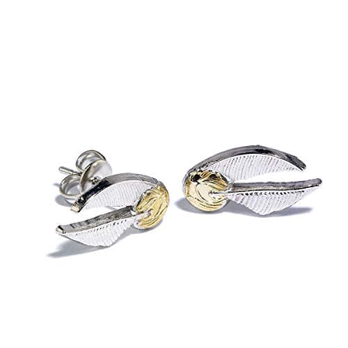 Image of Harry Potter Silver Plated Golden Snitch Stud Earrings Earrings- WES004