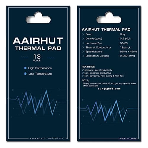 Image of Aairhut Thermal Pads 13W/mK, 85 x 45 x 1mm Silicone Cooling Heatsink Thermal Pad GPU Non Conductive Heat Resistance with Dual Self-Adhesive Films for PC, SSD M.2, PS4, CPU LED & More