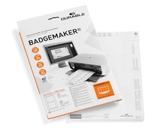 Image of Durable BADGEMAKER Table Place Card Holders Inserts 61 x 150mm - Pack of 40 Inserts - Printable Place Holder Inserts - Create Professional Tags In Minutes