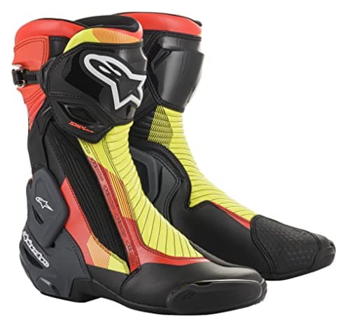 Image of Alpinestars Unisex's SMX Plus V2 Boots Motorcycle Clothing, Black Red Fluo Yellow Fluo Gry, 44 (EU)
