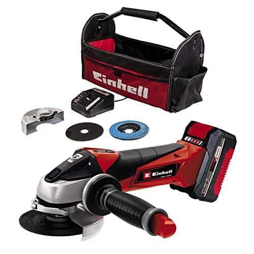 Image of Einhell Cordless Angle Grinder with Battery, Charger and Storage Bag 18V Power X-Change, 115mm (4 Inch) Disc Battery Grinder for Cutting, Grinding and Polishing - TE-AG 18/115 Li Power Tool Set