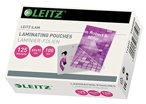 Image of Leitz iLAM 60 x 90 mm 125 Micron Business Card Laminating Pouch (Pack of 100)