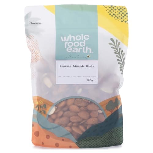 Image of Wholefood Earth Organic Almonds Whole – 500g | Raw | GMO Free | Vegan | High Fibre | Source of Protein | Certified Organic