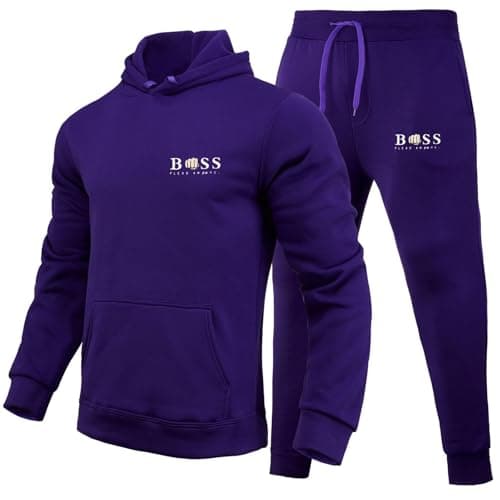 Image of NQyIOS Men's Casual Tracksuit Set Contrast String Fleece Hoodie Top Bottoms Joggers Gym Set Draw Code Sweat Outfit Sportswear for Gym Running Exercise Fitness Xmas Gift