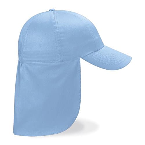 Image of Beechfield Sky Blue Legionnaire Sun Hat - Baseball Sports Cap - 100% Cotton Twill Unisex Kids Cap
