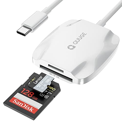 Image of USB C SD Card Reader 4.0, QUUGE 2-in-1 UHS-ii Memory Card Reader, Micro SD Card Reader Type-C, Compatible with SDXC, SDHC, SD, MMC, RS-MMC, Micro SDXC, Micro SD, Micro SDHC, iPad Pro, Air MacBook Pro
