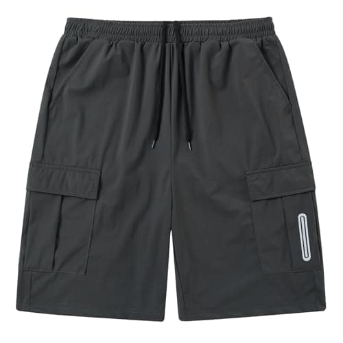 Image of ALISISTER Kids Boys Shorts 8-9 Years School Grey Short Comfortable Drawstring Lightweight Summer Outdoor Casual Sport Training Pants with Pockets