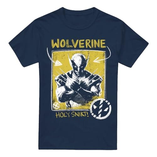 Image of Cotton Soul Marvel Deadpool & Wolverine Holy Snikt Wolverine Unisex T Shirt, Navy, Large