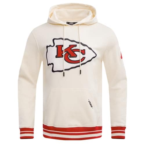 Image of Pro Standard Mens NFL Kansas City Chiefs Retro Classics Pull Over Hoodie Eggshell/Red L