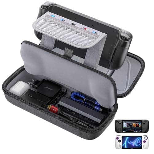Image of JSAUX Carrying Case Compatible with Steam Deck & ROG Ally, Protective Hard Shell Carry Case Built-in Charger & Docking Station Storage, Portable Travel Bag for Steam Deck OLED/ROG Ally X