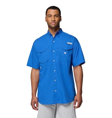 Image of Columbia Men's Bonehead Short Sleeve Shirt, Vivid Blue, L UK