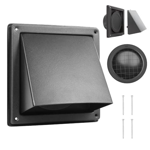 Image of WeCooper 125mm 5 Inch Black Cowled External Wall Louvre Grille 304 Stainless Steel Extractor Fan Outside Air Vent with Removable Cover and Bird Screen Mesh