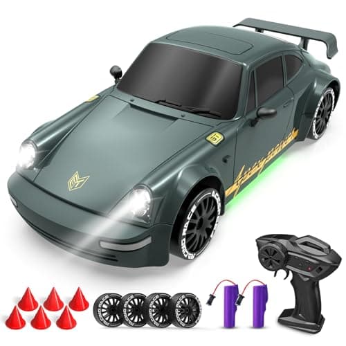 Image of Remote Control Car RC Drift Car 2.4GHz 1:20 Scale 4WD 20KM/H High Speed Remote Control Cars Vehicle with LED Lights Drifting Tire 2Pcs Rechargeable Batteries Toy Cars for Adults Boys Girls (Dark Grey)