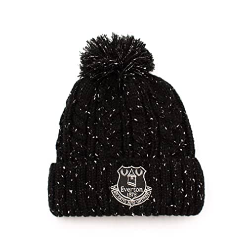 Image of Everton Official Sherpa Lined Speckled Bobble Hat Black