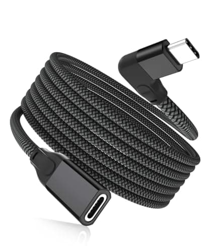 Image of RUXELY Right Angle USB C Extension Cable 2M,90 Degree Type C 3.1 3.2 Gen2 10Gbps Female to Male Extender Cord,4K 60Hz L-Shaped USBC Thunderbolt 3 for MagSafe Charger,Mac,iPhone 17e,iPad Mini 7 6,Tab