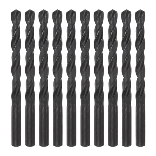 Image of sourcing map 10pcs Jobber Drill Bits 8.5mm (1/3") Nitride Coated High Speed Steel (HSS) 4241 Twist Drill Bits for Stainless Steel Copper Aluminum Alloy Metal Wood Plastic, Black