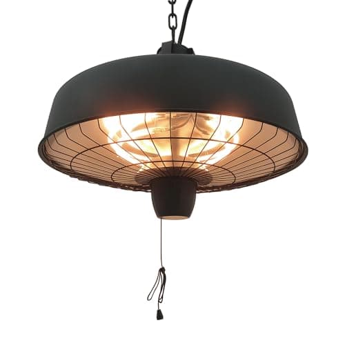 Image of Outsunny Adjustable Power 1000/2500W Infrared Halogen Electric Patio Light Heater, Ceiling Hanging Mount -Black