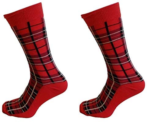Image of Mazeys Ladies 2 Pair Pack Of Red Tartan Retro Socks (3 to 8s, Red)