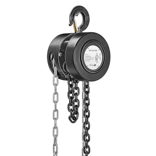Image of SPECSTAR Hand Chain Hoist 1250kg Capacity 3m Manual Lifting Block with Hardened Chains and 2 Heavy Duty Hooks Chain Fall Hoist for Warehouse Building Automotive Workshop Use