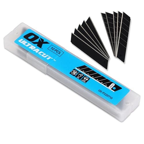 Image of OX Pro 25mm Snap-Off Knife Replacement Blades – 10 Pack in Blade Dispenser, Premium Grade Tempered SK5 Steel, Fits All OX Snap Off or Any Standard Knives, OX-P220710