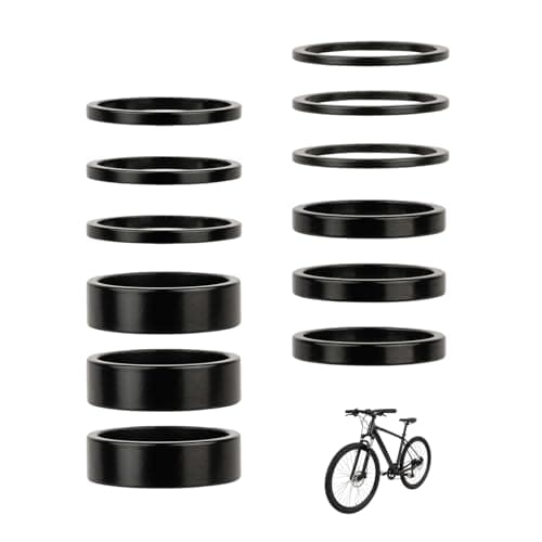 Image of 12pcs Bike Headset Spacer Set 1-1/8 Inch , 28.6mm Aluminium Alloy Bicycle Stem Spacers In 2mm, 3mm, 5mm, 10mm, Lightweight Mtb Road Bike Head Tube Spacers for Height Adjustment And Handlebar Setup
