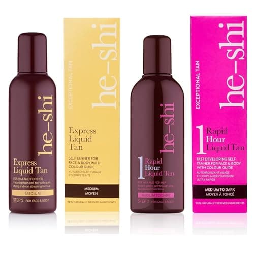 Image of He-Shi Express Liquid Tan Medium & Rapid 1 Hour Liquid Tan Medium to Dark Bundle (2 x 150ml)