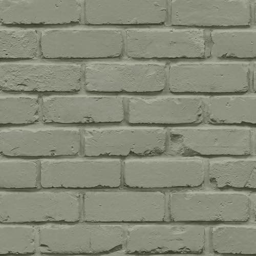 Image of Fine Decor FD43603 Painted Brick Wallpaper, Sage