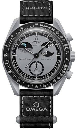 Image of Swatch MoonSwatch Omega X, Mission to Earthphase, Bioceramic Wristwatch, Grey, Grey