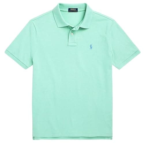 Image of Polo Ralph Lauren Custom Slim Fit Mesh Polo Shirt (UK, Alpha, L, Regular, Regular, Aqua)