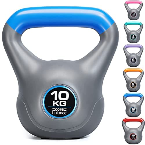 Image of Core Balance Grey Vinyl Kettlebell Weight, Home Gym Strength Training, Cardio Workout, Colour Coded, Non Slip Rubber Feet