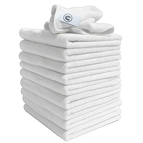 Image of DCS Microfibre Cleaning Cloth, White, Pack of 10, Large Size: 40x40cm. Super Soft Premium Streak Free Washable Cloth Duster for Kitchen, Bathrooms, Surfaces, Mirrors, Car, Motorbike