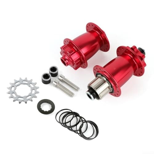 Image of Dirt Jump Hub Set 32 Hole Aluminium Alloy For Hubs with Single Speed Freewheel 16 Tooth Sealed Bearing Hub for Black Front 100mm Rear 135mm(Red)